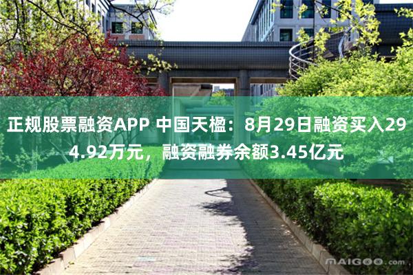 正规股票融资APP 中国天楹：8月29日融资买入294.92