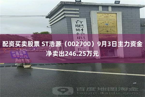 配资买卖股票 ST浩源（002700）9月3日主力资金净卖出