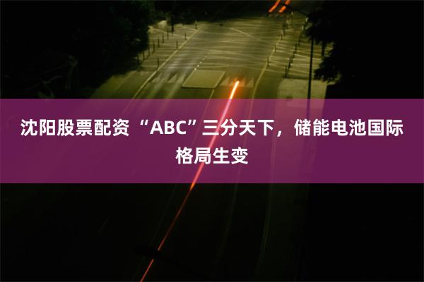 沈阳股票配资 “ABC”三分天下，储能电池国际格局生变